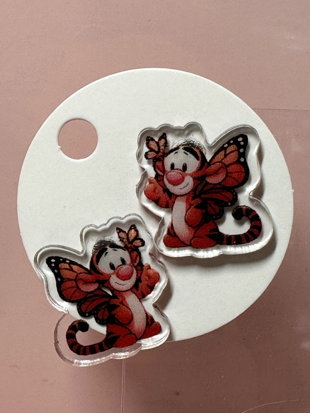 Tigger Butterfly acrylic earrings - Orange & Black